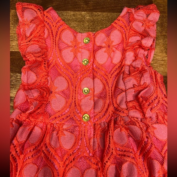 NWT Pink Lace Ruffle-Sleeve Dress 18 Months Osh Kosh’s Genuine Kid, Barbie pink - Picture 7 of 10